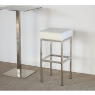 White Leather and Stainless Steel Bar Stool