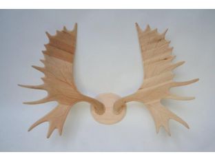 Carved Wood Moose Antler Plaque