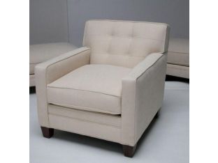 Modern Cream Club Chair with Tufted Back