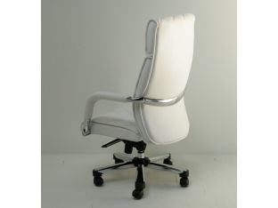 Quilted White Leather Executive Chair