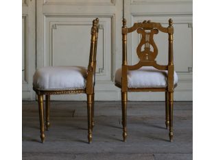 Vintage Petite Gold Gilt Side Chair with Lyre Back (For Decor Only)