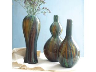 Set of 3 Colorful Swirls Vases