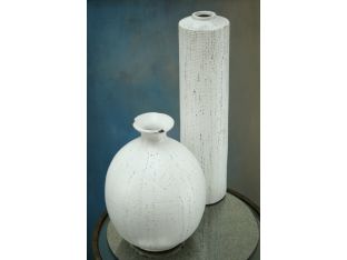 Wide Whitewashed Earthenware Vase