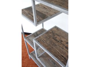 Antiqued Steel Bookcase with Reclaimed Elm Shelves