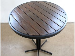Black Steel and Dark Wood Outdoor Bar Table