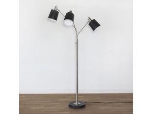 Black & Nickel 3 Arm Floor Lamp