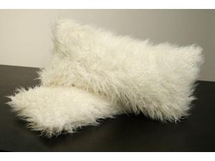 White Mongolian Lamb Rectangle Pillow