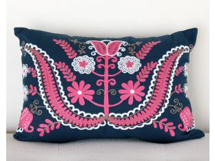 Blue and Fuchsia Mexican Design Pillow