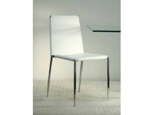 White Leather and Chrome Side Chair