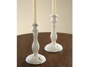Pair of Romantic White Candle Holders