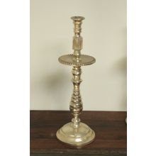 Large Silver-Plated Wood Candlestick