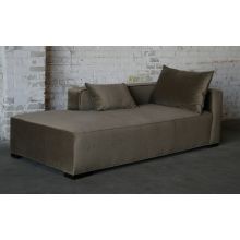 Contemporary Mushroom Velvet Chaise Lounge (Right Arm when Facing)
