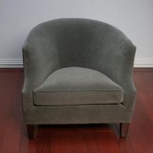 Curved Gray Velvet Club Chair