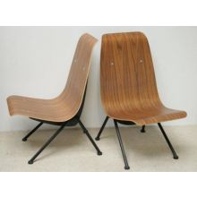 Walnut Plywood Lounge Chair on Black Base