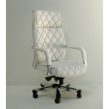Quilted White Leather Executive Chair