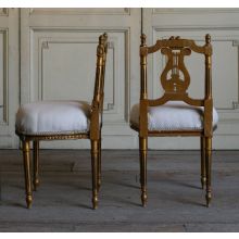 Vintage Petite Gold Gilt Side Chair with Lyre Back (For Decor Only)
