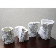 Set of 4 Assorted Sizes of White Faux Bois Pots
