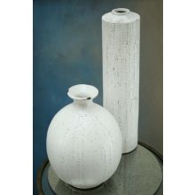 Tall Whitewashed Earthenware Vase