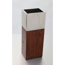 Wood and Metal Square Vase