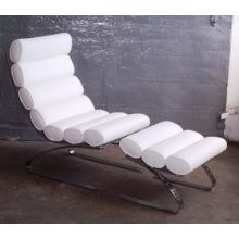White Leather Lounge Chair and Ottoman