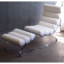White Leather Lounge Chair and Ottoman