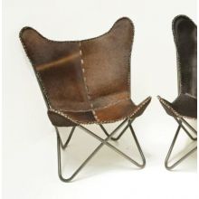 Rustic Cowhide Butterfly Chair