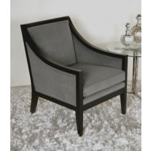 Gray Velvet Lounge Chair with Ebony Frame