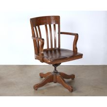 Swiveling Slatback Wooden Non-Rolling Desk Chair