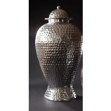 Hammered Metal Temple Urn with Lid